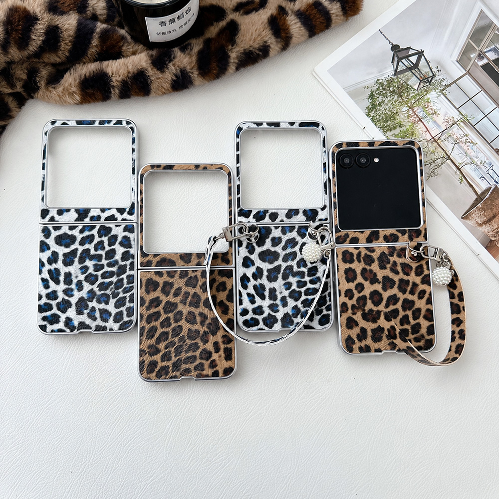 Travel Accessories Pink - Leopardenmuster Klappbare Handyhülle für Motorola Razr