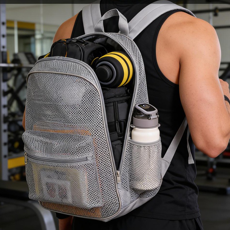 Travel Packing Accessories - Atmungsaktiver Mesh-Rucksack, leichte Sport- und Turnbeuteltasche,