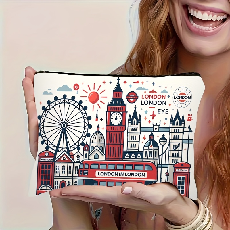 Travel Accessories London - London Building Muster, multifunktionale Reise-Make-up-Tasche, Notfall-Snack-Tasche,