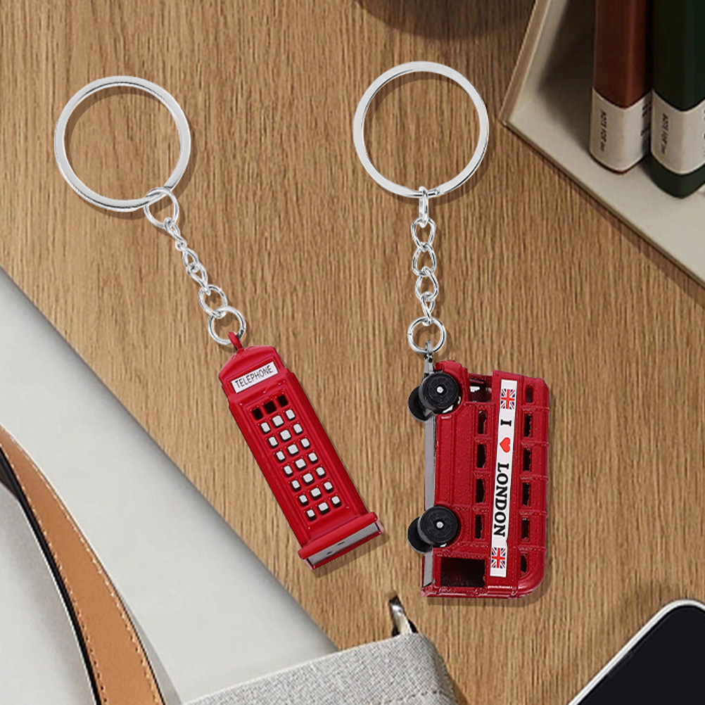 Travel Accessories London - 3 Stück London-Souvenir-Schlüsselanhänger Britischer Bus Briefkasten