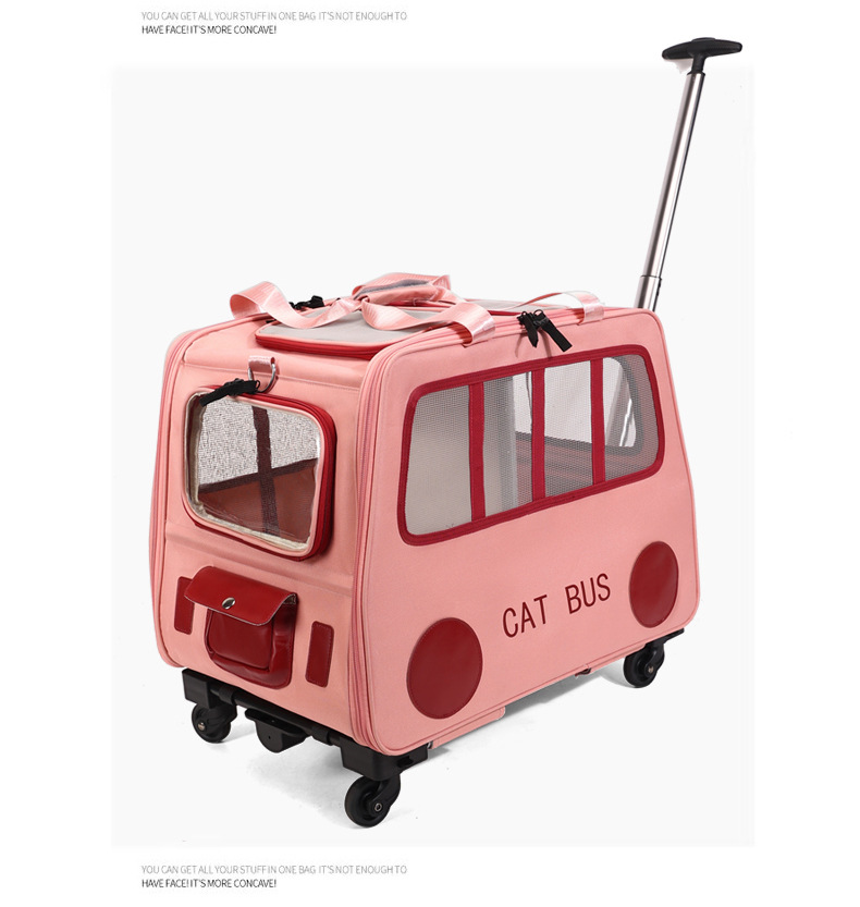 Travel Accessories Pink - Multifunktionaler Haustier-Reisetrolley Tragbare Katzen-/Hundetransporttasche mit Reißverschluss