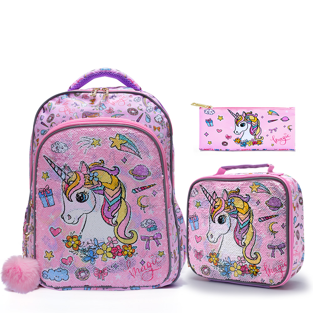 Travel Accessories Pink - 3-teiliges Kinder-Reisegepäck-Set, Reisetasche, Schultasche, mit Lunchbox
