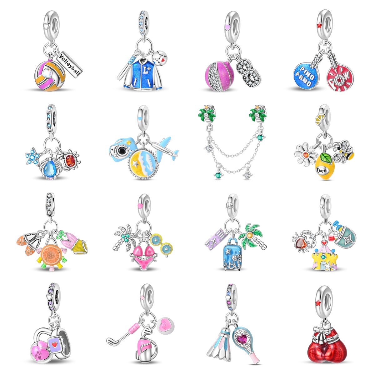 Travel Accessories Bag For Women - Original Charms Silberbeschichtete Perlen für Armbänder