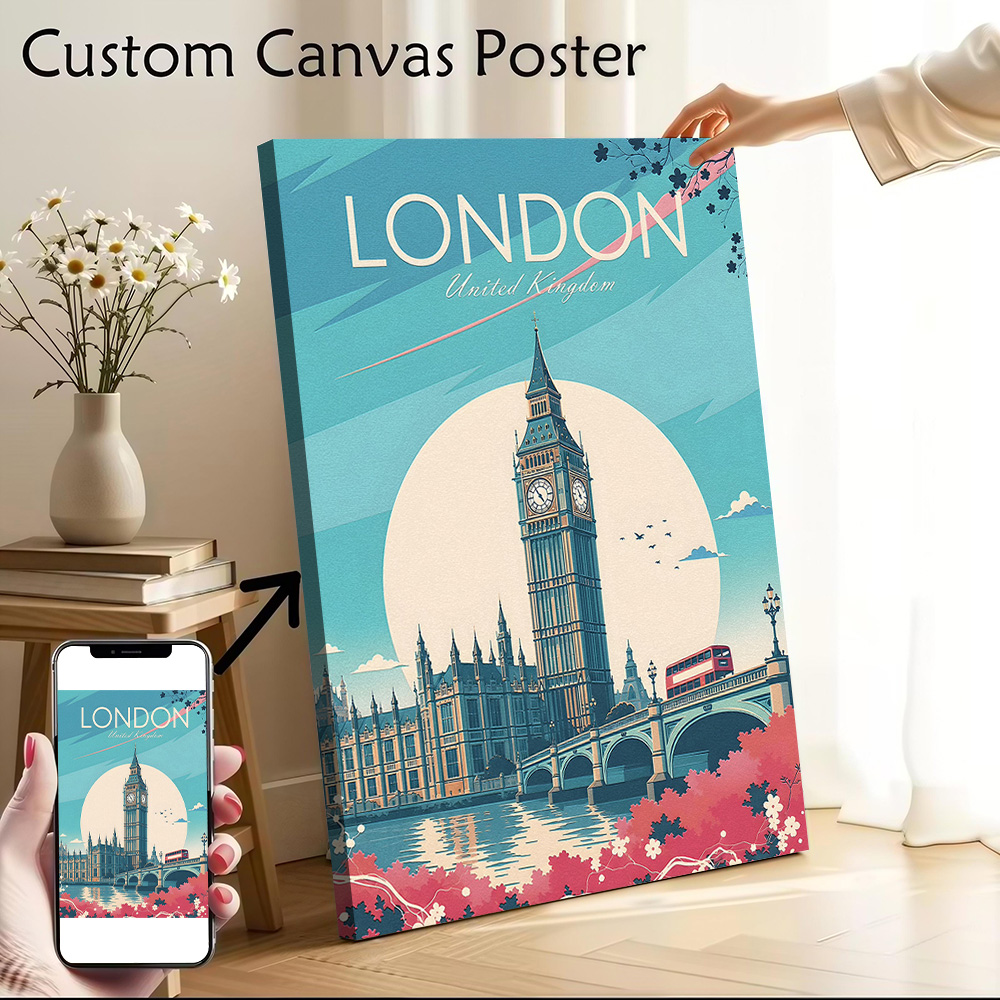 Travel Accessories London - London Reise-Leinwandposter Wandkunst Anpassbares Hochwertiges Druckbild