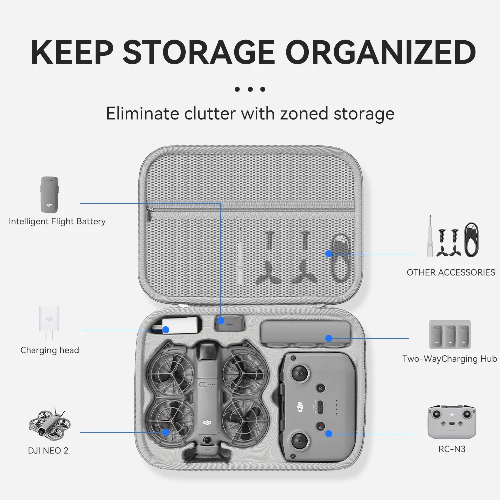 Travel Accessories Organizer Case - Reise-Organizer-Tasche für DJI NEO 2 Drohnenzubehör